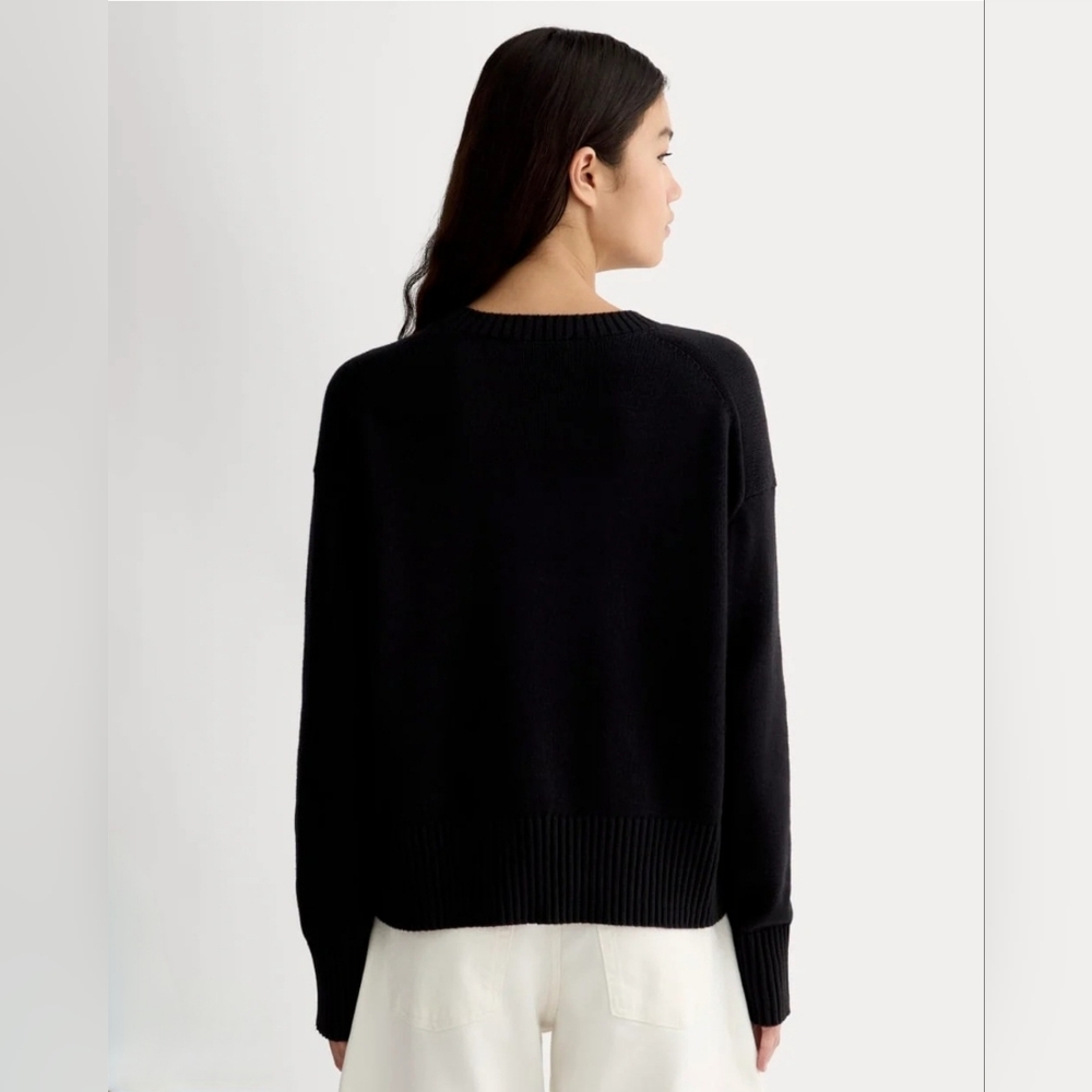 NWT Everlane The Boxy Sweater in Everyday Cotton Size XS In Black - Picture 9 of 11